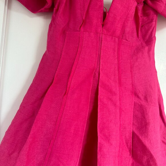 Cult Gaia Asal Mini Dress In Pink Off-Shoulder Plunge Neck Puff Sleeves Sz 8 - Picture 9 of 11